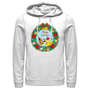 Men's Pokemon Pikachu and Eevee Happy Holidays  Adult Pull Over Hoodie