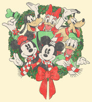 Men's Mickey & Friends Christmas Group Shot Wreath  Adult T-Shirt