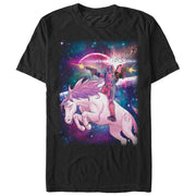 Men's Marvel Legendary Deadpool on Space Unicorn  Adult T-Shirt