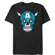 Men's Marvel Halloween Captain America Sugar Skull  Adult T-Shirt