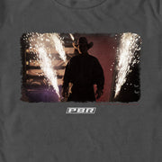 Men's Professional Bull Riders Cowboy Sparkler Scene  Adult T-Shirt