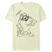 Men's Looney Tunes Taz Glasses Big Face Drawing  Adult T-Shirt