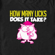 Men's Tootsie Pop Mr. Owl How Many Licks Does It Take  Adult T-Shirt