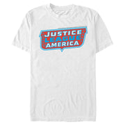 Men's Justice League Patriotic Frame Logo  Adult T-Shirt