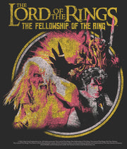 Men's The Lord of the Rings Fellowship of the Ring Distressed Retro Poster  Adult T-Shirt