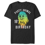 Men's Star Wars Chewie Party Animal 18th Birthday Color Portrait  Adult T-Shirt