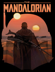 Men's Star Wars: The Mandalorian Boba Fett Sunset Helmet  Adult T-Shirt