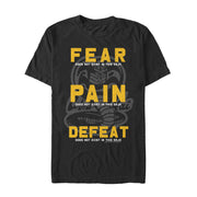 Men's Cobra Kai Fear Pain Defeat Motto  Adult T-Shirt