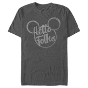 Men's Mickey & Friends Mickey Mouse Ears Hello Folks  Adult T-Shirt