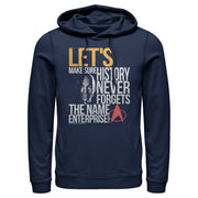 Men's Star Trek: The Next Generation Captain Picard History Never Forgets The Name Enterprise  Adult Pull Over Hoodie