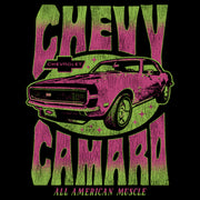 Men's General Motors Retro Pink and Green Chevy Camaro  Adult Pull Over Hoodie