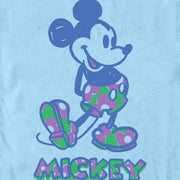 Men's Mickey & Friends Floral Filled Sketch  Adult T-Shirt