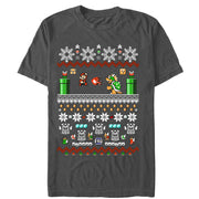 Men's Nintendo Ugly Christmas Mario and Bowser  Adult T-Shirt