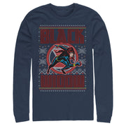 Men's Marvel Ugly Christmas Black Widow Snow  Adult Long Sleeve Shirt