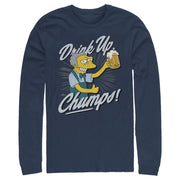 Men's The Simpsons Drink Up, Champs  Adult Long Sleeve Shirt