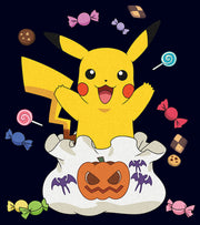 Men's Pokemon Halloween Pikachu Bag of Candy  Adult T-Shirt