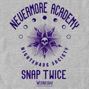 Men's Wednesday Nevermore Academy Nightshade Society  Adult T-Shirt