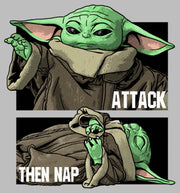 Men's Star Wars: The Mandalorian Grogu Attack Then Nap  Adult T-Shirt