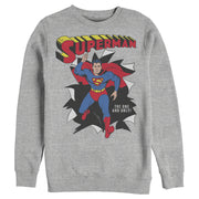 Men's Superman Only One Hero Rip  Adult Sweatshirt