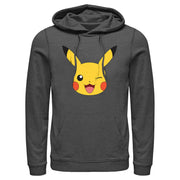 Men's Pokemon Pikachu Wink Face  Adult Pull Over Hoodie