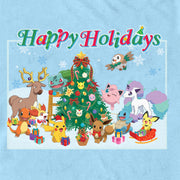 Men's Pokemon Happy Holidays Crew  Adult T-Shirt