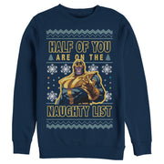 Men's Marvel Ugly Christmas Thanos Naughty List  Adult Sweatshirt