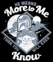 Men's Star Wars: The Mandalorian Father's Day Grogu and Mando He Means More to Me  Adult T-Shirt