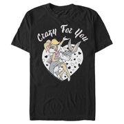 Men's Looney Tunes Valentine's Day Bugs Bunny and Lola Bunny Crazy for You  Adult T-Shirt