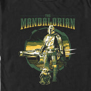 Men's Star Wars: The Mandalorian Green Retro Poster  Adult T-Shirt