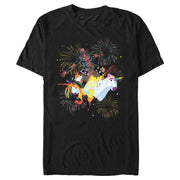 Men's Marvel Fourth of July Deadpool Unicorn Fireworks  Adult T-Shirt