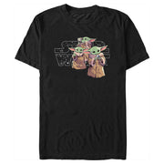 Men's Star Wars: The Mandalorian Grogu Space Star Wars Logo  Adult T-Shirt