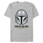 Men's Star Wars: The Mandalorian Din Djarin Distressed Helmet  Adult T-Shirt