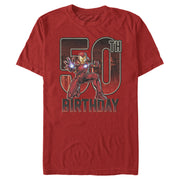 Men's Marvel Iron Man 50th Birthday Action Pose  Adult T-Shirt