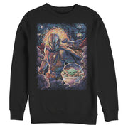 Men's Star Wars: The Mandalorian Starry Night Best Friend Portrait  Adult Sweatshirt