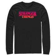 Men's Stranger Things Pink Logo  Adult Long Sleeve Shirt