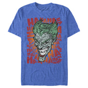 Men's Batman Joker Laugh Background Text  Adult T-Shirt