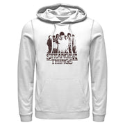 Men's Stranger Things Group Shot and Flaming Logo  Adult Pull Over Hoodie