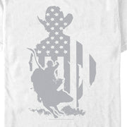 Men's Professional Bull Riders Gray Patriotic Silhouette  Adult T-Shirt