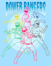 Men's Power Rangers Character Outlines  Adult T-Shirt