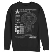 Men's Star Trek: The Next Generation Enterprise Galaxy Class NCC-1701-D Schematics  Adult Sweatshirt