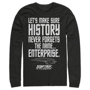 Men's Star Trek: The Next Generation Let's Make Sure History Never Forgets The USS Enterprise  Adult Long Sleeve Shirt