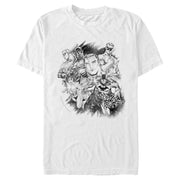 Men's Justice League Hero Sketch Collage  Adult T-Shirt