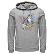 Men's Justice League Vintage Watercolor Sketch Portrait  Adult Pull Over Hoodie