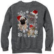 Men's Lost Gods Ugly Christmas Cat Dog Snowflake  Adult Sweatshirt