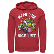 Men's Nintendo Mario Character Nice List  Adult Pull Over Hoodie