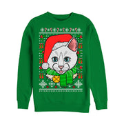 Women's Lost Gods Ugly Christmas Crazy Cat  Adult Sweatshirt