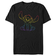 Men's Lilo & Stitch Sitting Cute with Rainbow Pride  Adult T-Shirt