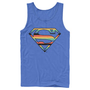 Men's Superman Logo Retro Stripe  Adult Tank Top