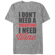 Men's Lost Gods Valentine Need Wine  Adult T-Shirt