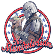 Men's Star Wars: The Mandalorian Fourth of July Grogu and Mando Frame  Adult T-Shirt